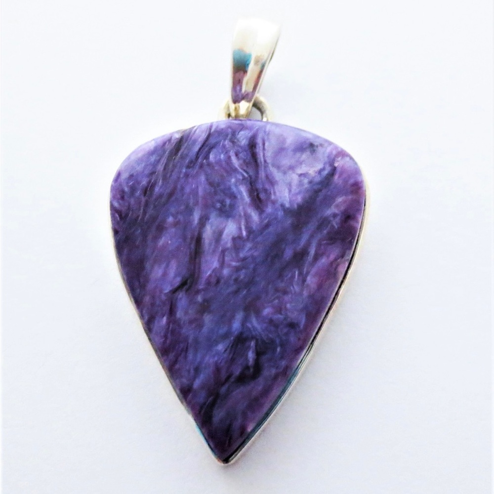 Charoite Purple Gemstone Sterling Silver Pendant EE Designs